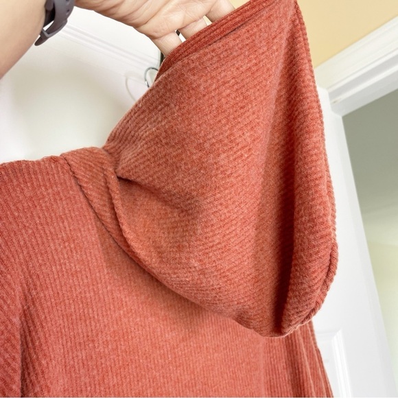 PST by PROJECT SOCIAL T Nordstrom Wren Cozy Ribbed Pullover Hoodie in Rust - Picture 3 of 6